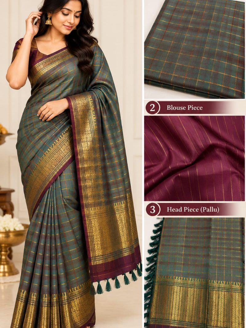 Antra Elegant Saree - Army Green