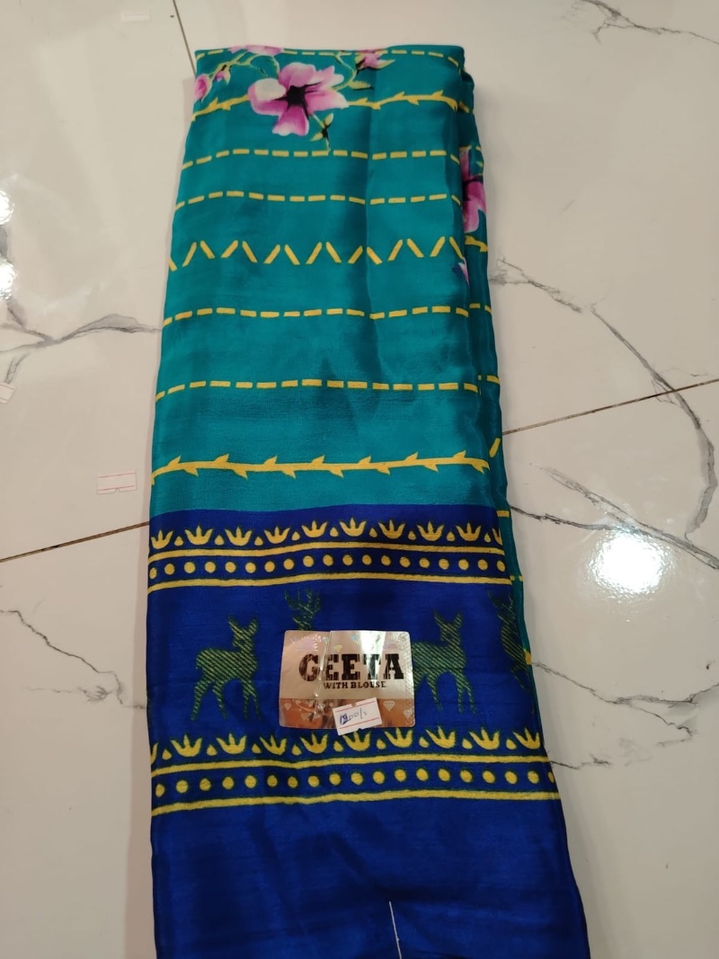 Geetha Turkey Style Saree - Line - Blue