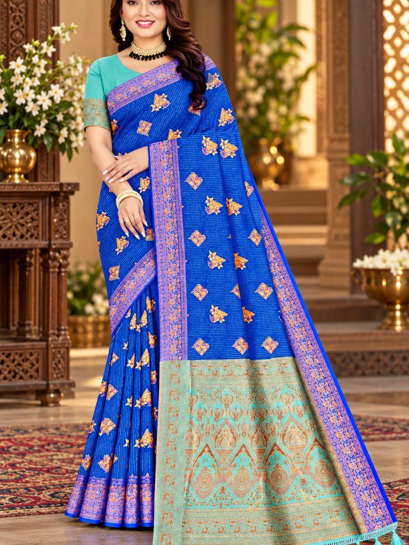 Blue Star Saree - Blue