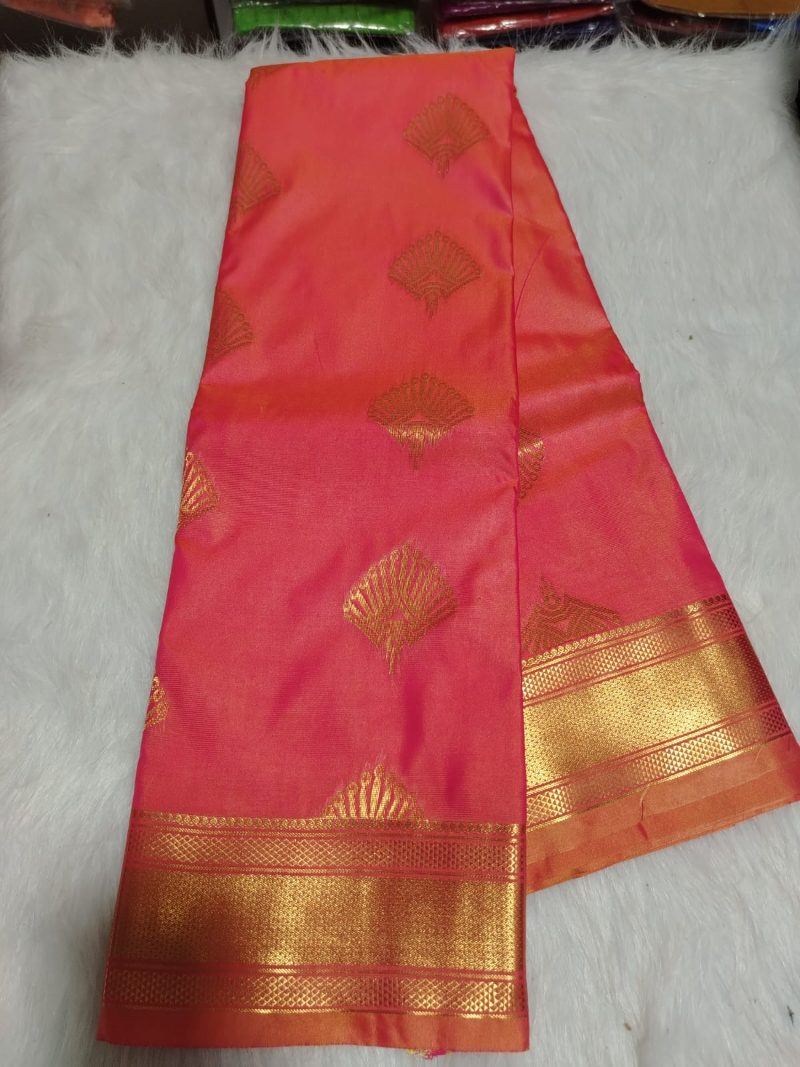 Premium Semi Kanchipuram silk pattu saree simple butta collection - Brick Red