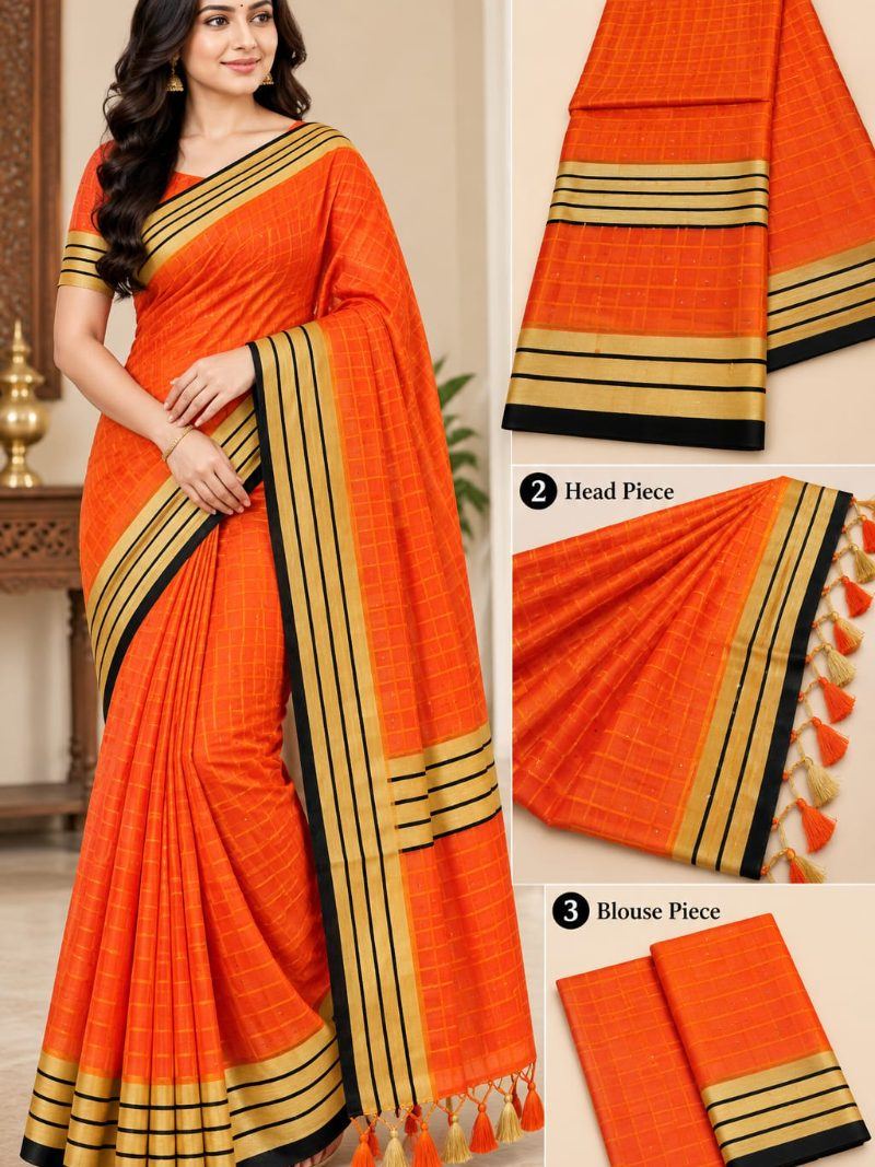 Sarvottam Saree - Bright Orange
