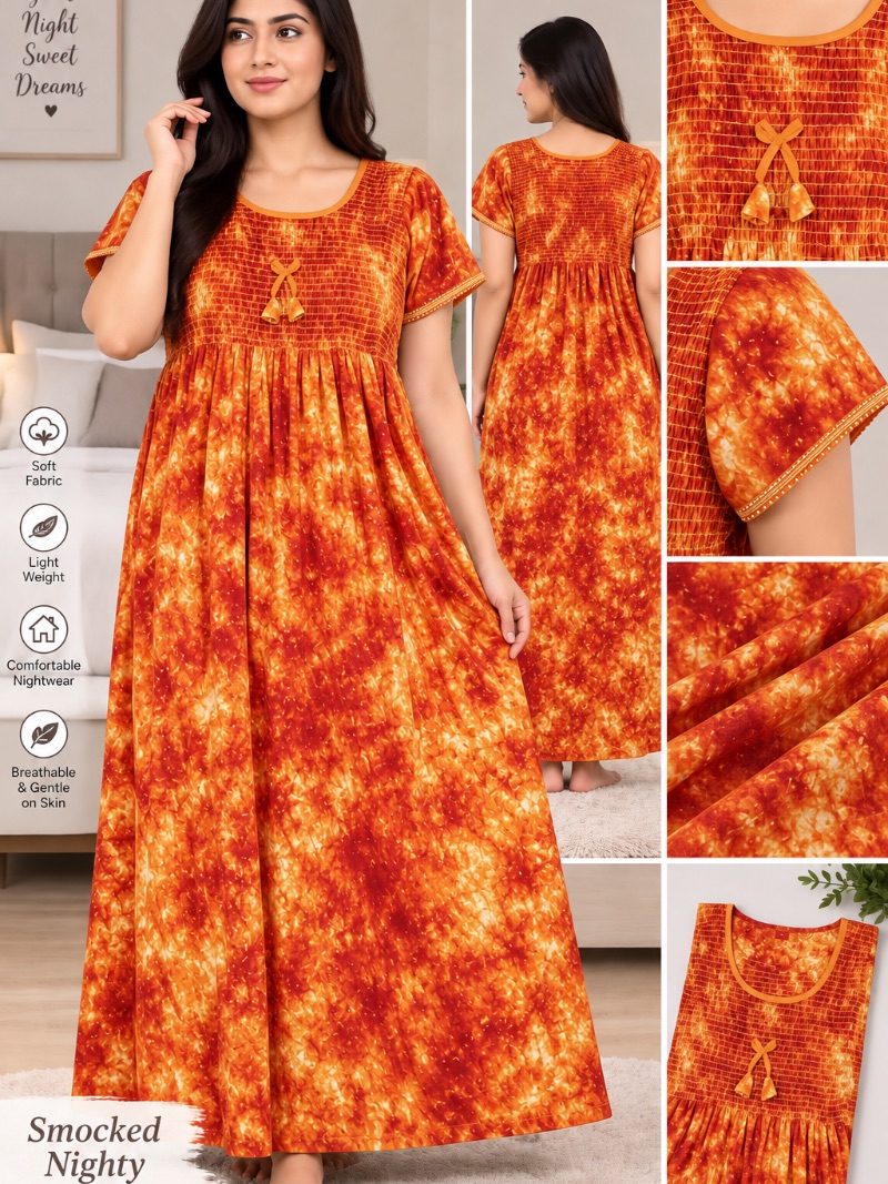 Smocked Batric Long Nighty