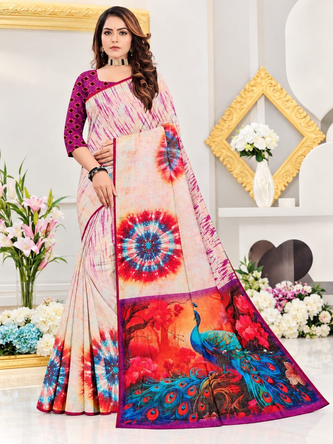 Komal Classic Saree - Bright Violet