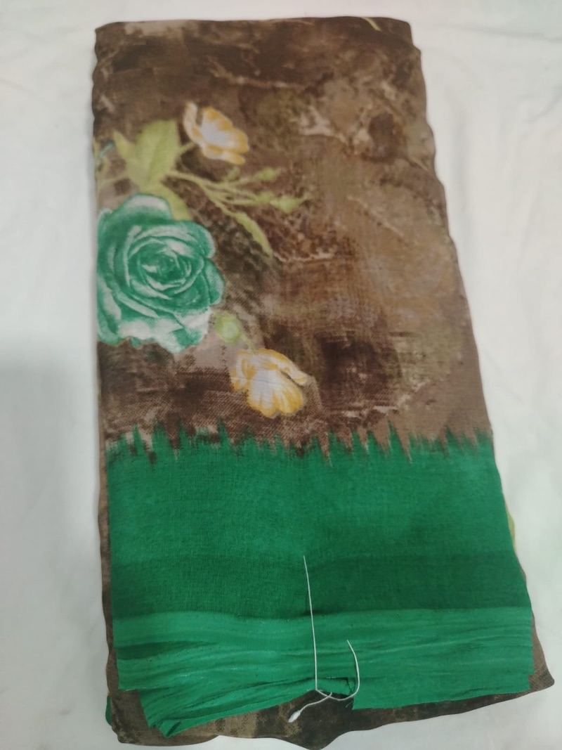 Poonam Classic Saree - - Brown and green