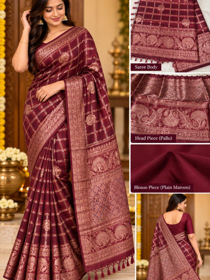Aroma Saree - Burgundy