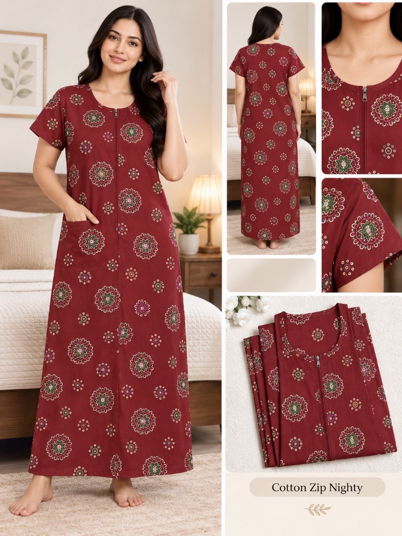 100% Cotton Zip Nighty