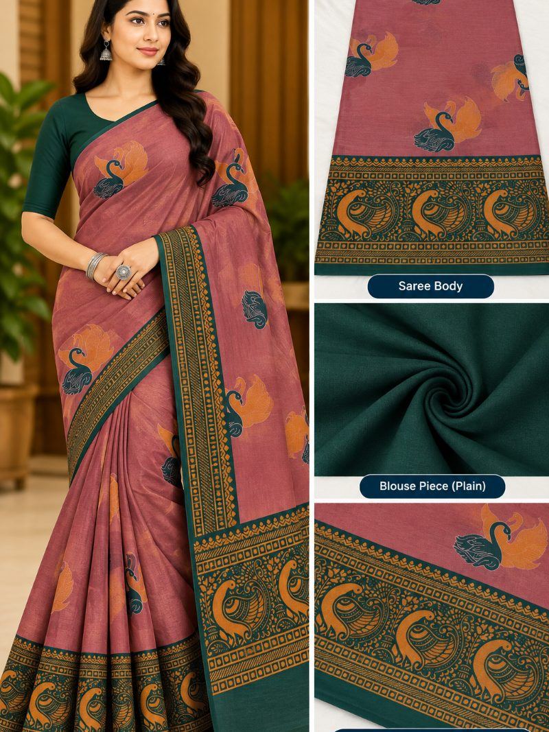Parag Cotton Saree - Chestnut