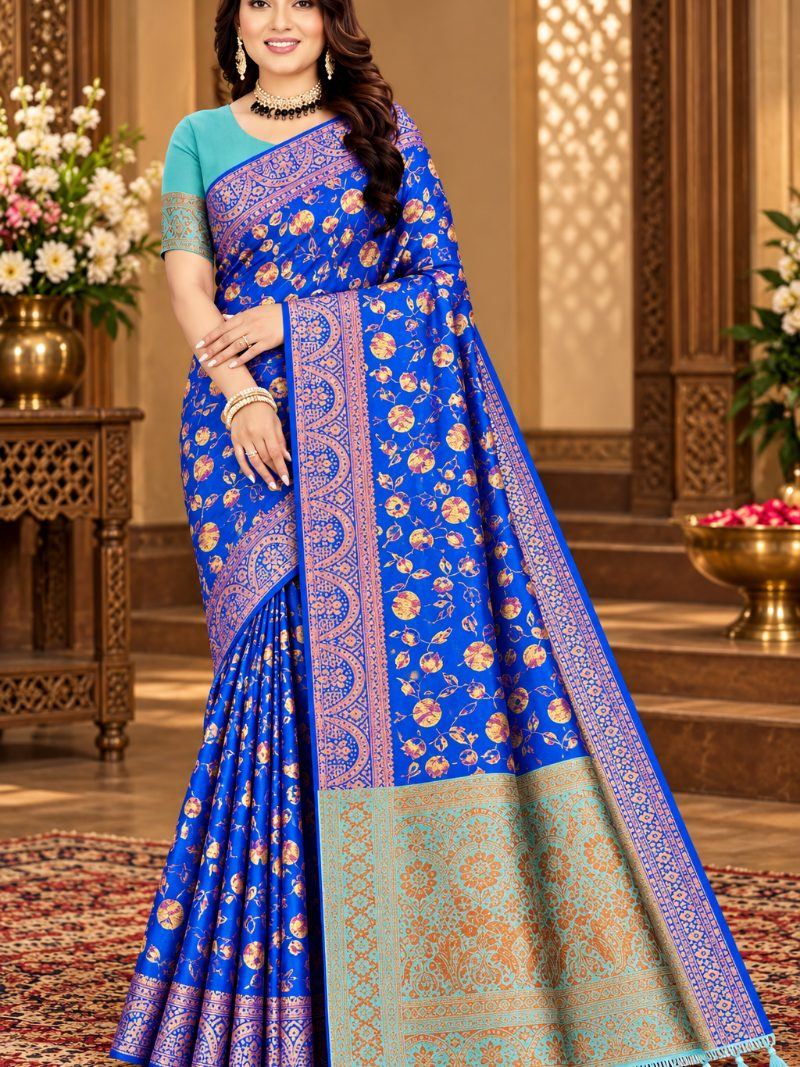 Blue Star Saree - Cobalt Blue