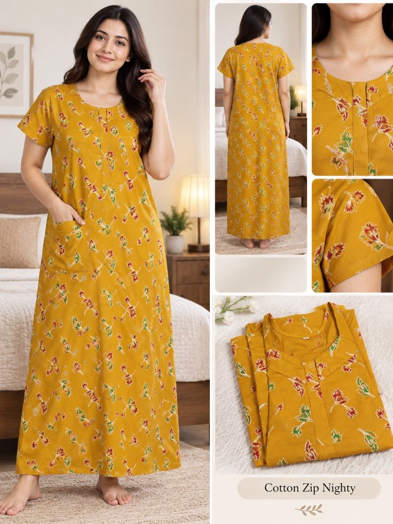 100% Cotton Zip Nighty