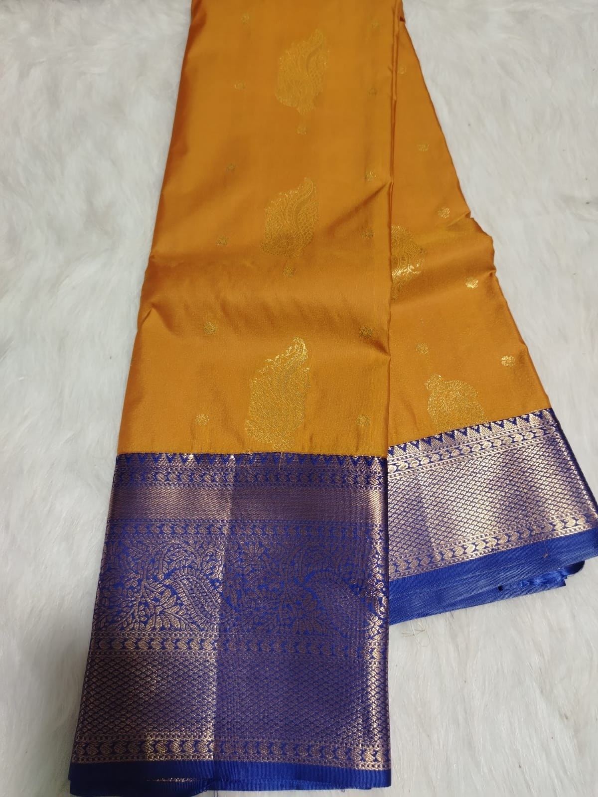 Premium Semi Kanchipuram silk - Copper Gold
