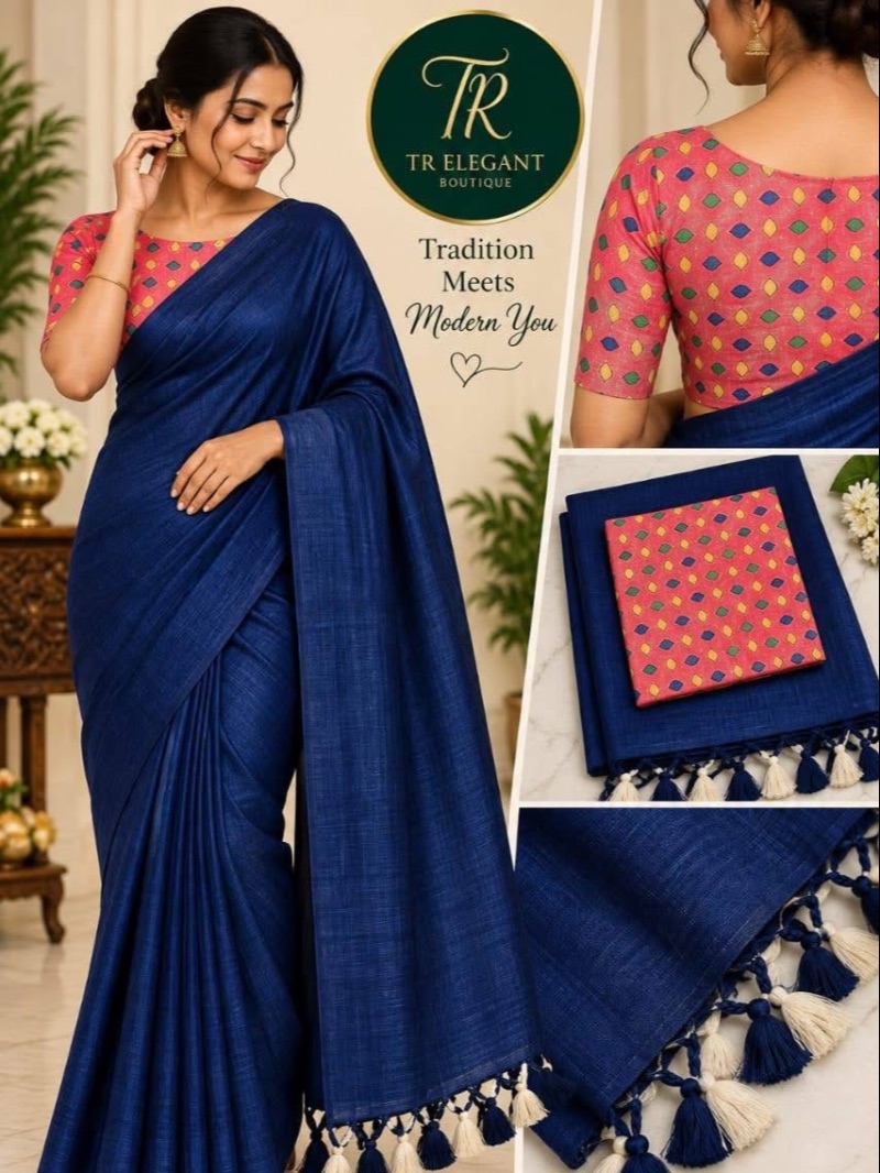 Fancy Mix Party Saree - Dark Blue