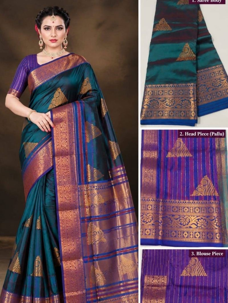 Elegant Pattu Saree - Dark green