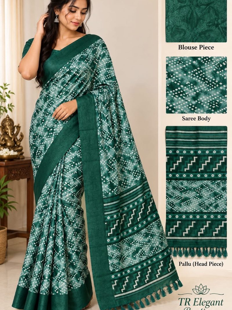 OFFICE WEAR SAREES WITH TASSELS - Dark Gren