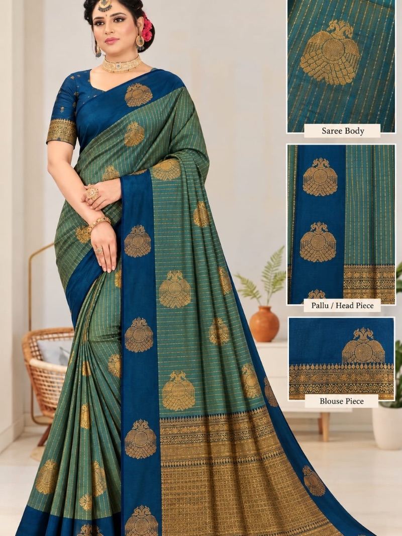 Vaira Oosi Saree - Dark Teal