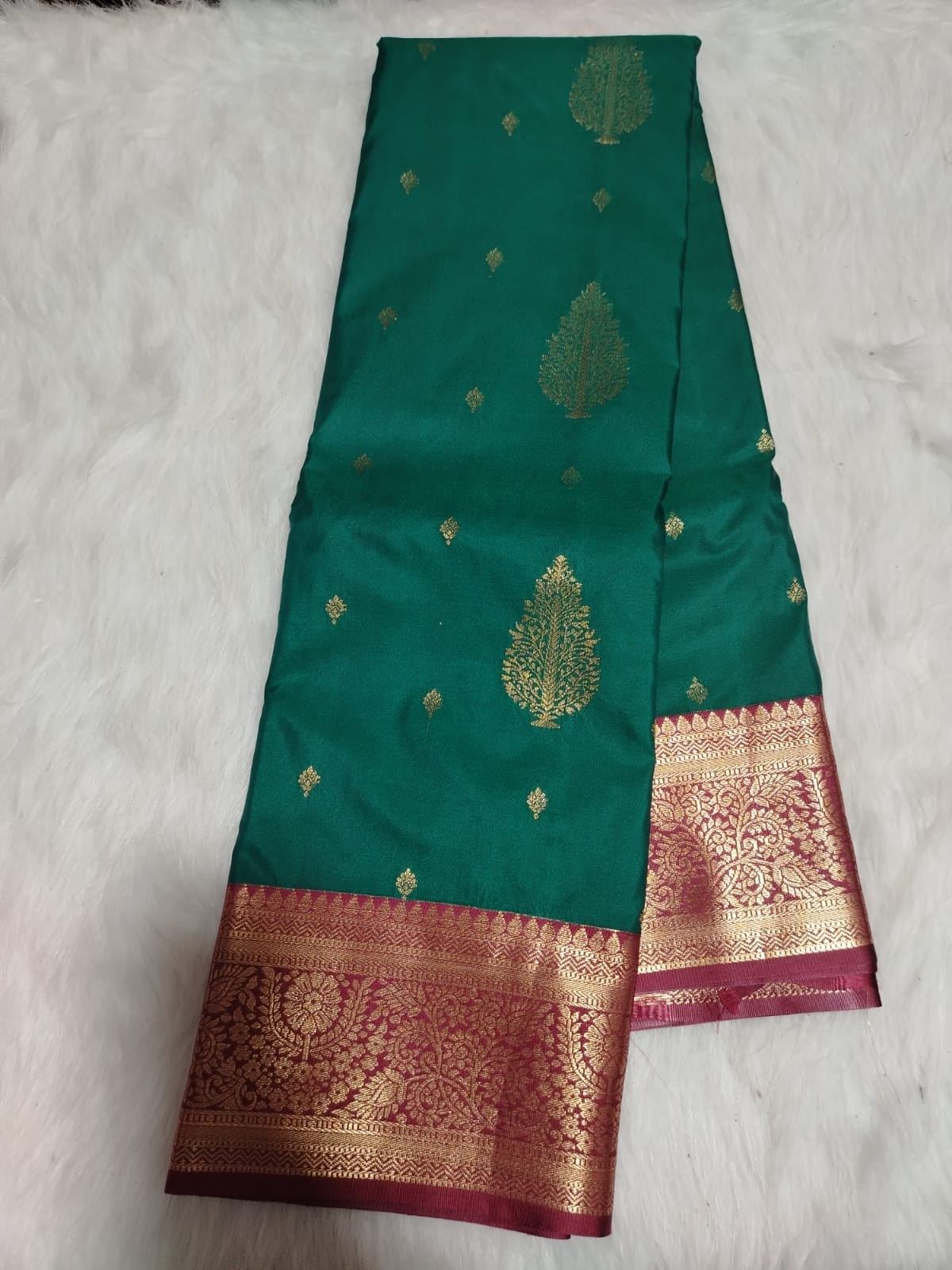 Premium Semi Kanchipuram silk - Dark Teal