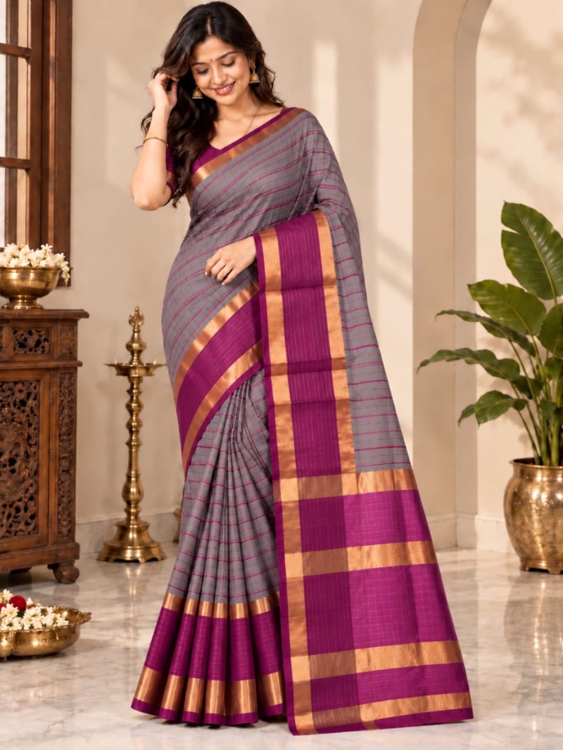 Aura Silk Saree - Dim pink