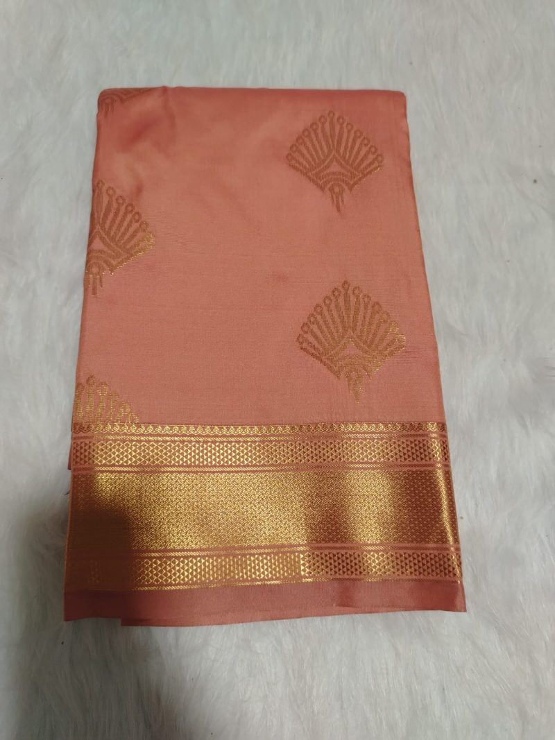 Premium Semi Kanchipuram silk pattu saree simple butta collection - Dusty Rose
