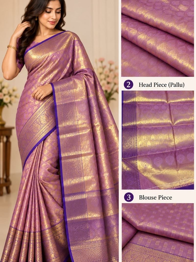Golden Lady Pattu Saree - Dusty Rose