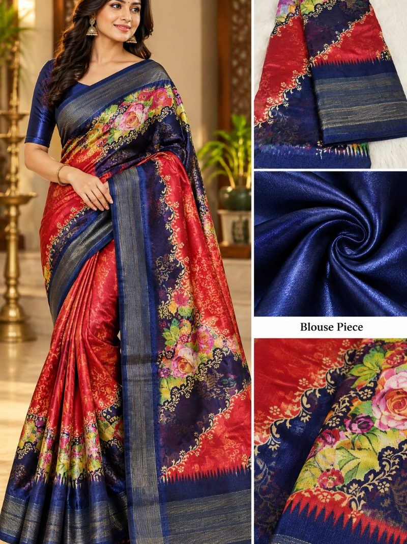 Pandian Store Saree - Firebrick