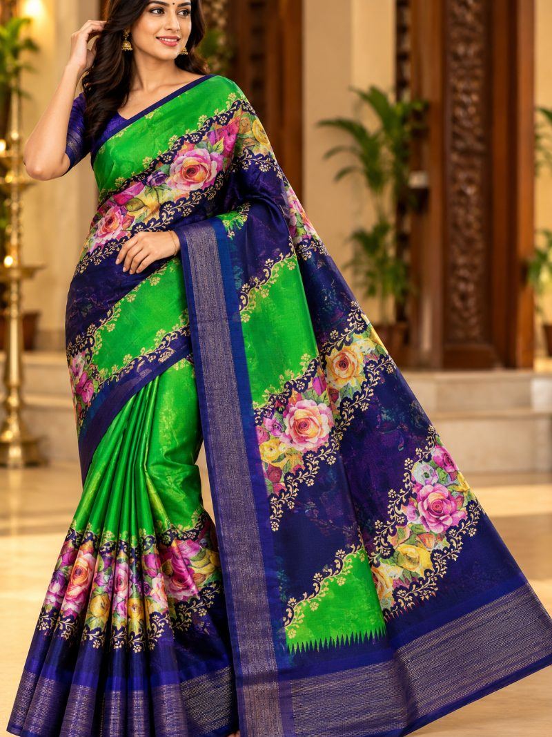 Pandian Store Saree - Forest Green