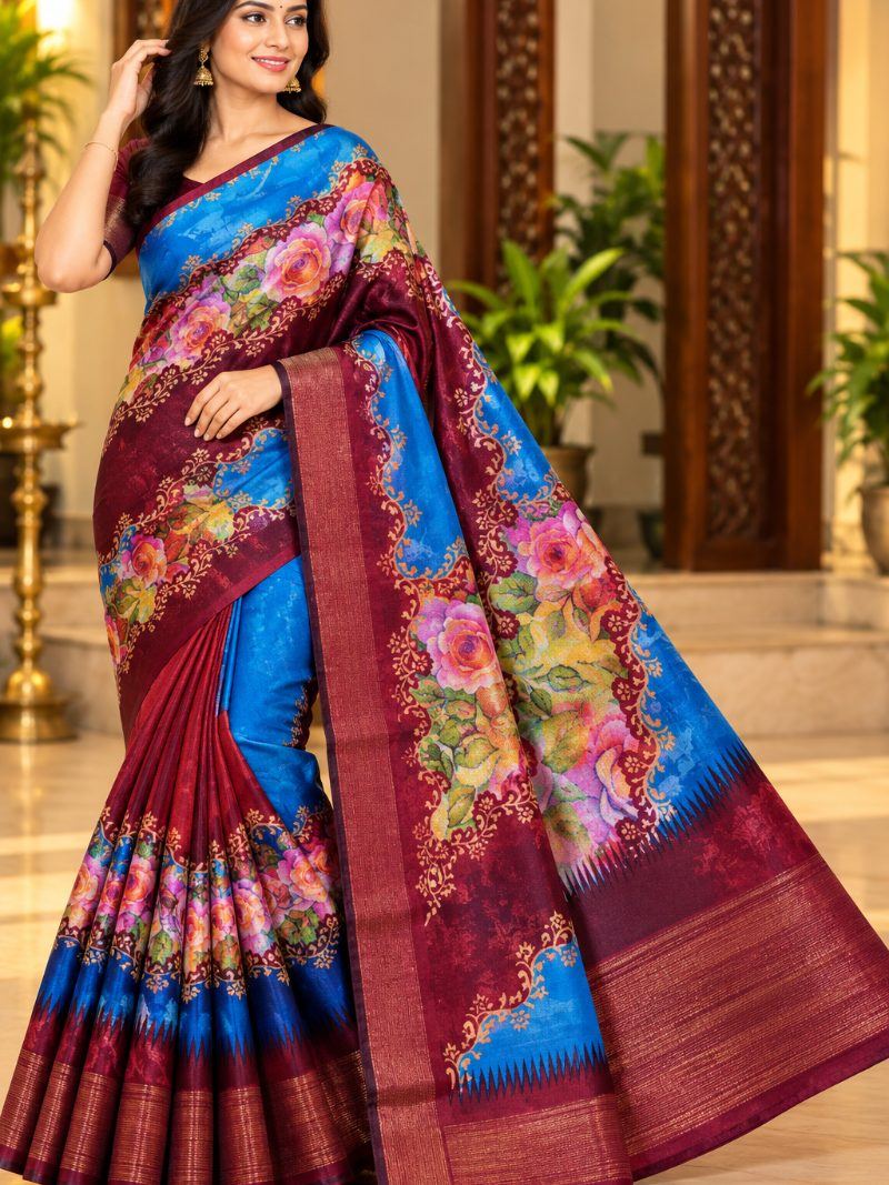 Pandian Store Saree - French Blue
