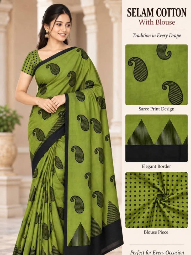 Salem Cotton Saree - Green