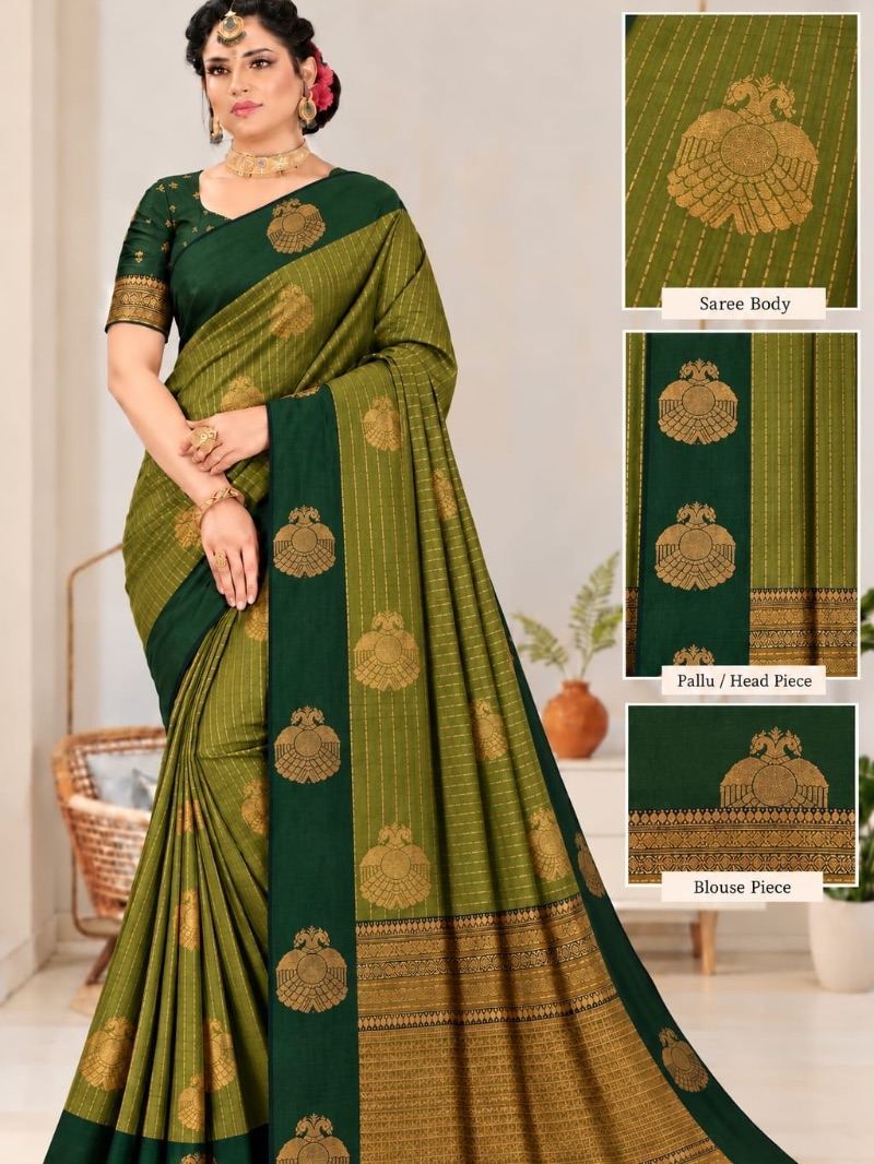 Vaira Oosi Saree - Henna Green
