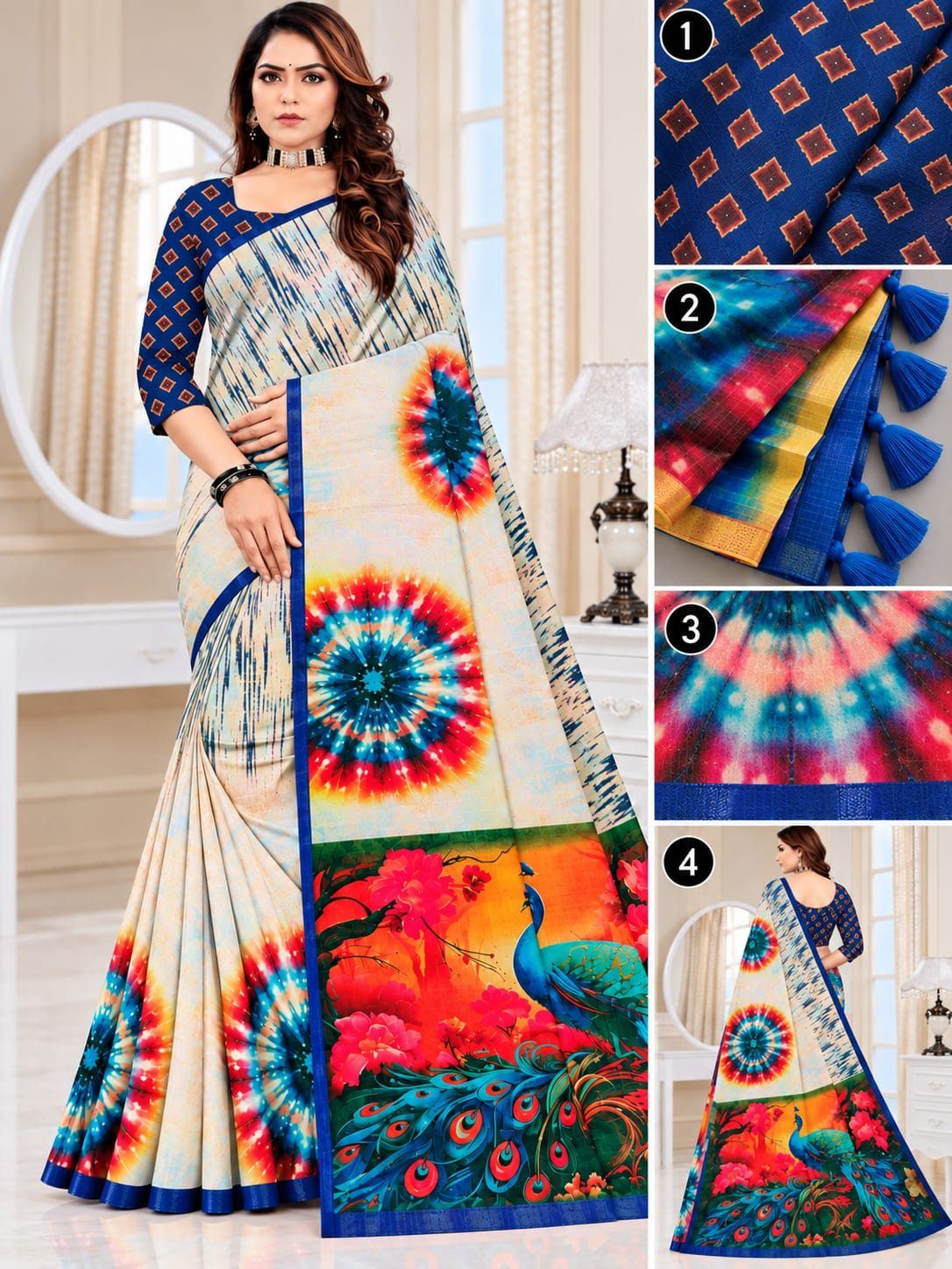 Komal Classic Saree - Indigo