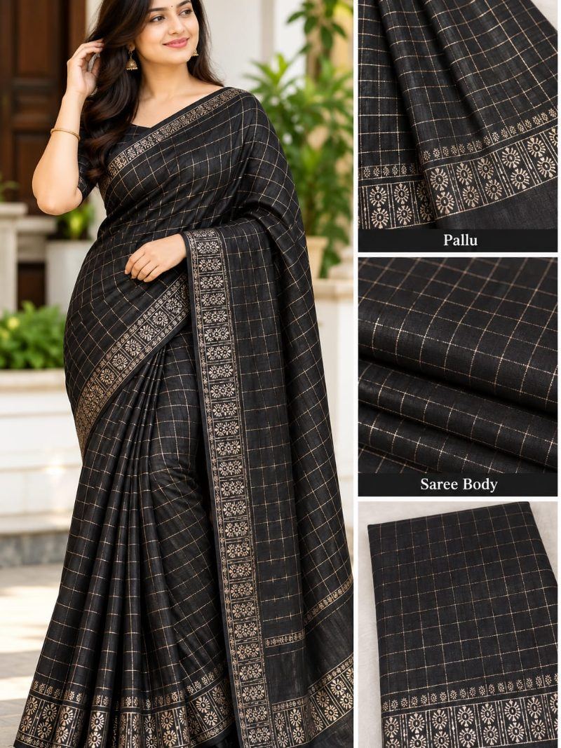 Real Choice Saree - Jet Black
