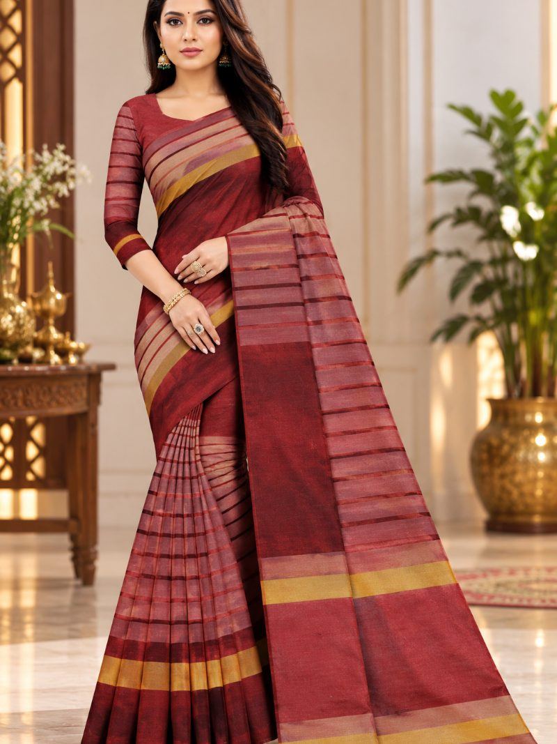 Rustam Saree - Kumkum Red
