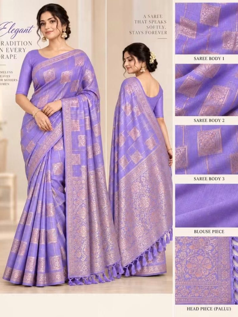 Cotton Country Saree - Lilac