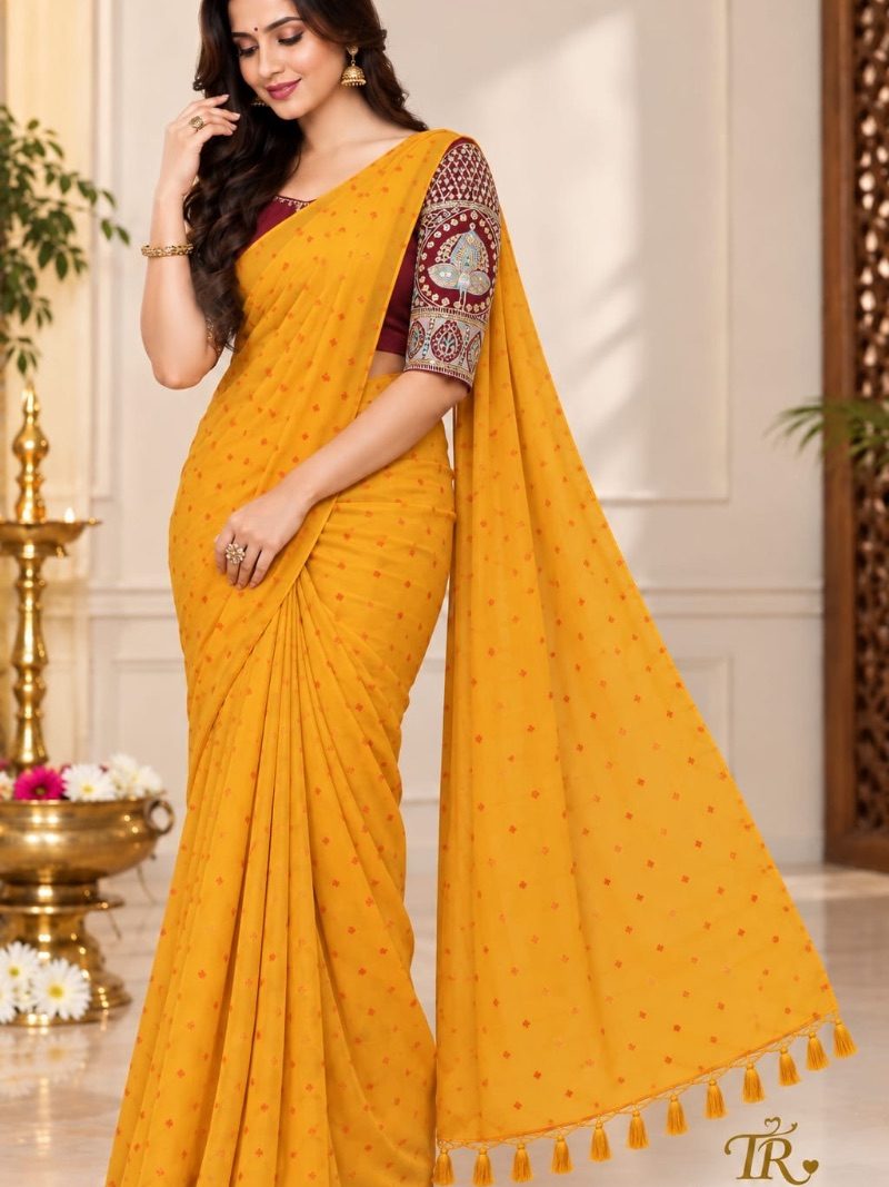 FANCY SAREE WITH DESIGNER BLOUSE