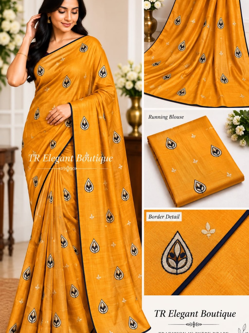 Elegant Chiffon Embroidery Saree - Leaf