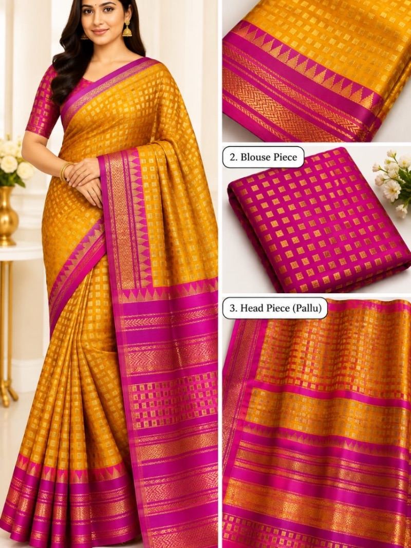 Button Silk Saree