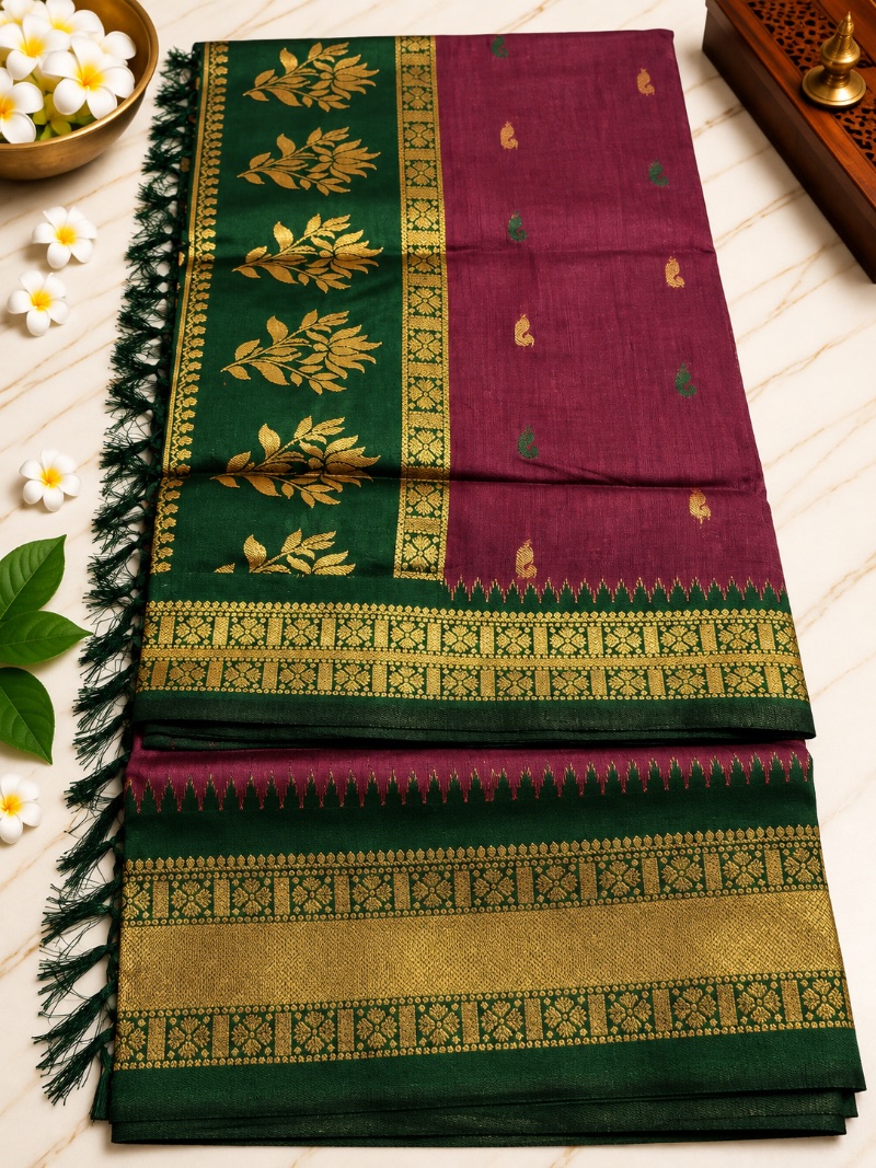 Kalyani Cotton Saree - Maroom