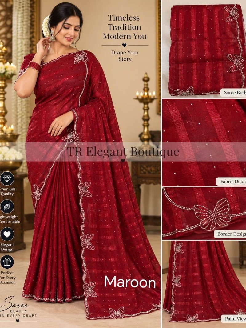 Butterfly Stone Work Party Saree