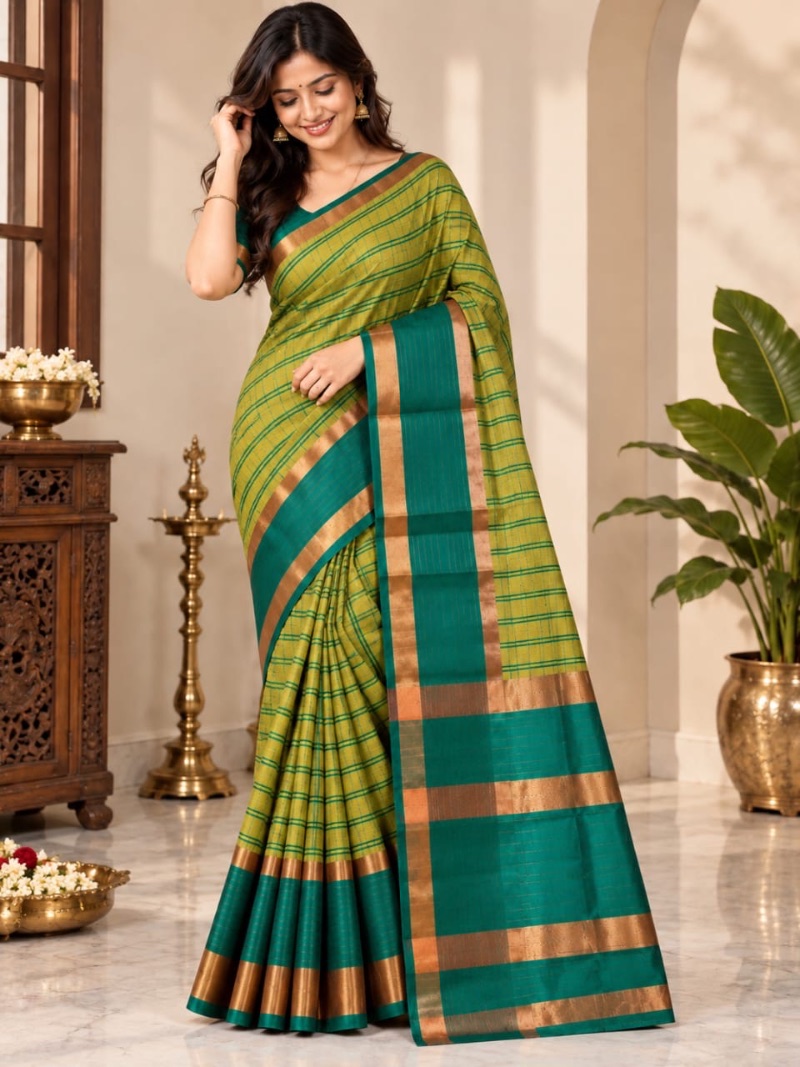 Aura Silk Saree - Mehendi Green