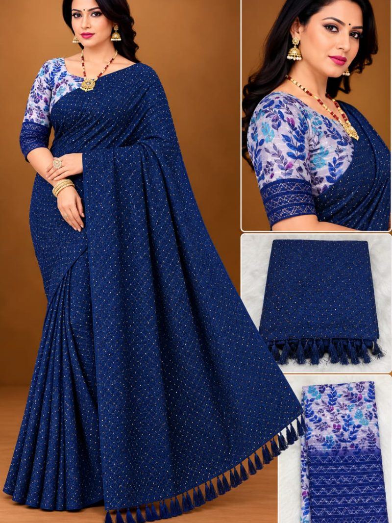 Ipl Saree - Navy