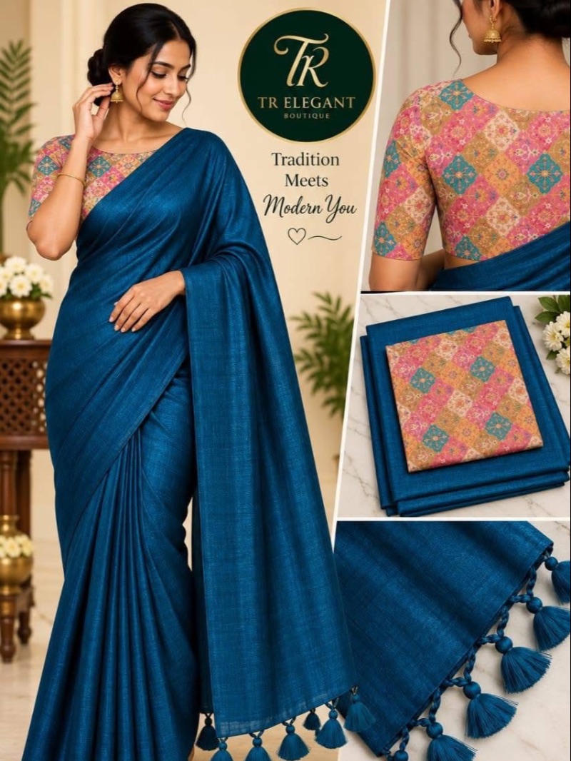 Fancy Mix Party Saree - Navy