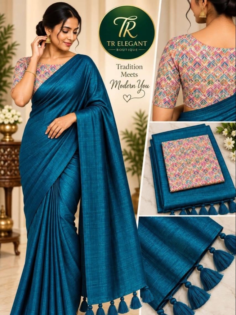 Fancy Mix Party Saree - Navy