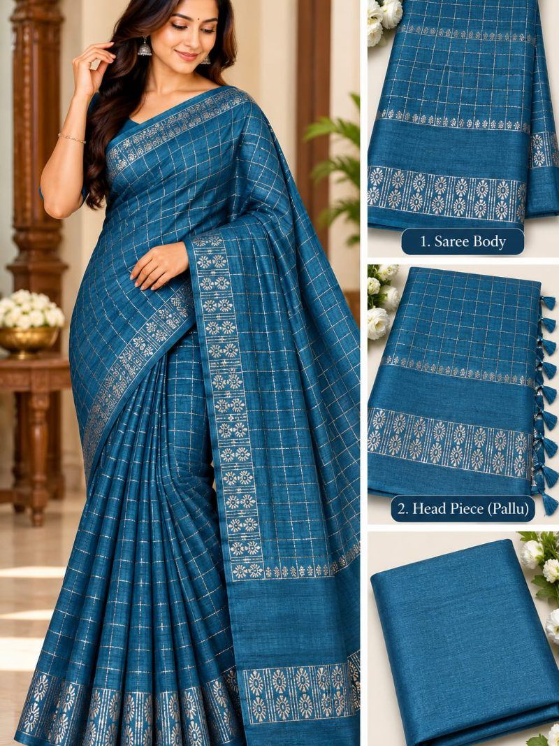 Real Choice Saree - Peacock Blue