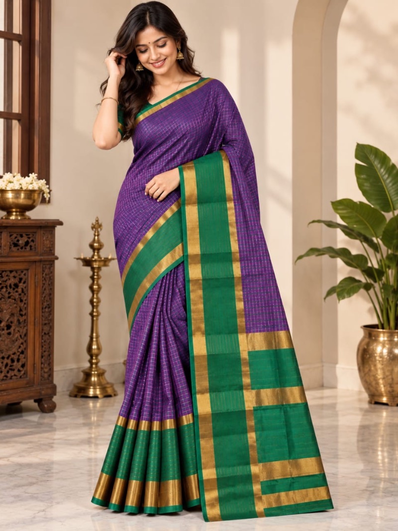 Aura Silk Saree - Purple