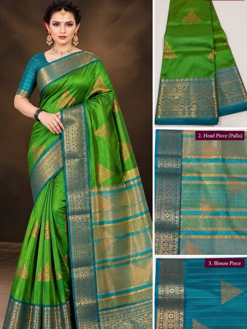 Elegant Pattu Saree - Rama Green