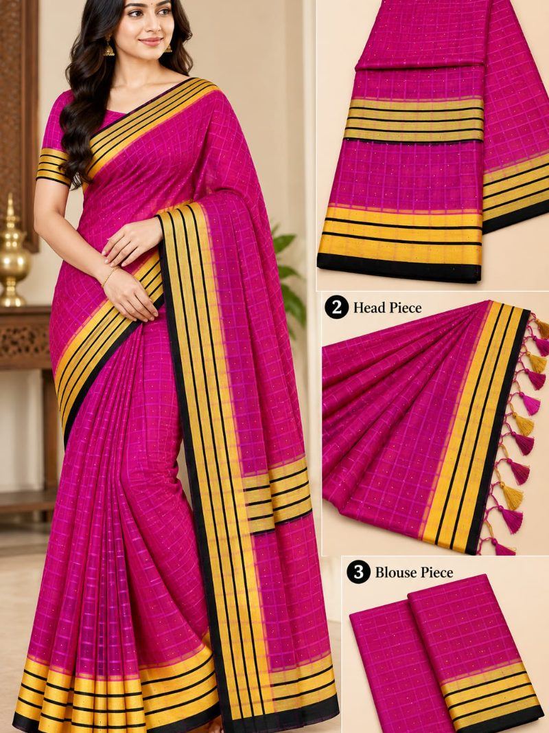 Sarvottam Saree - Rani Pink