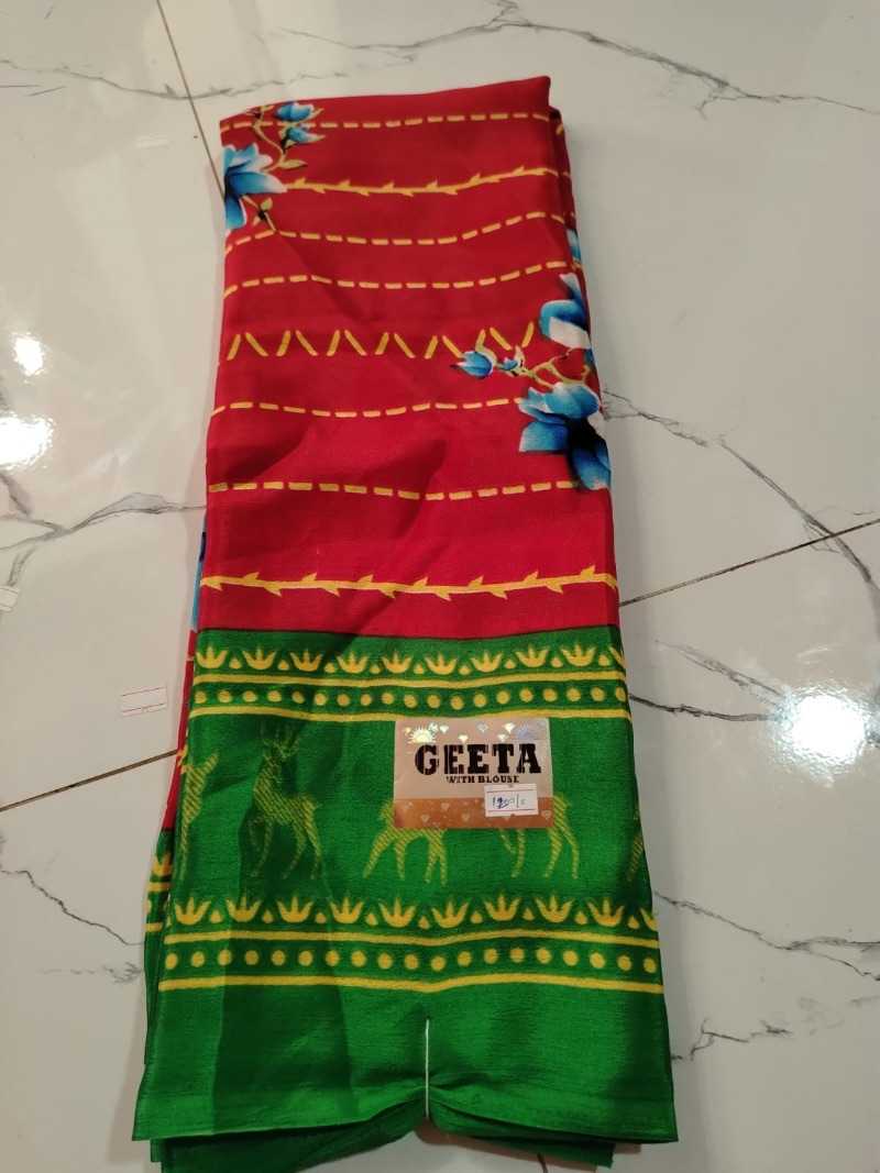 Geetha Turkey Style Saree - Line - Red