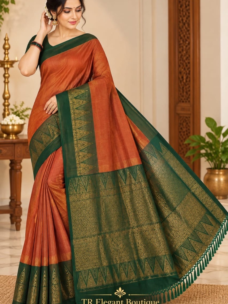 Kalyani Cotton Saree - Triangle boarder