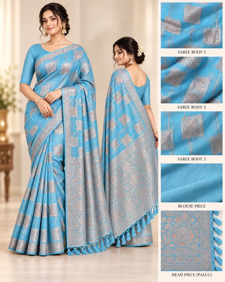 Cotton Country Saree - Silver