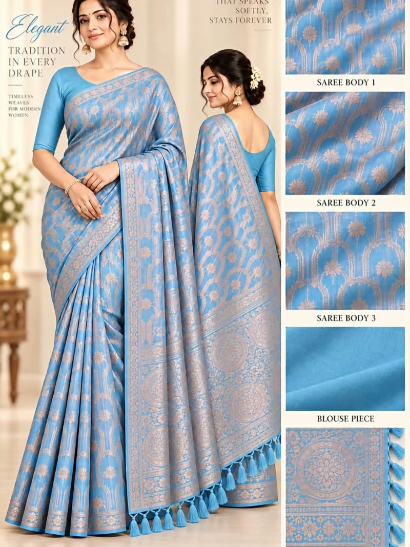 Cotton Country Saree - Silver