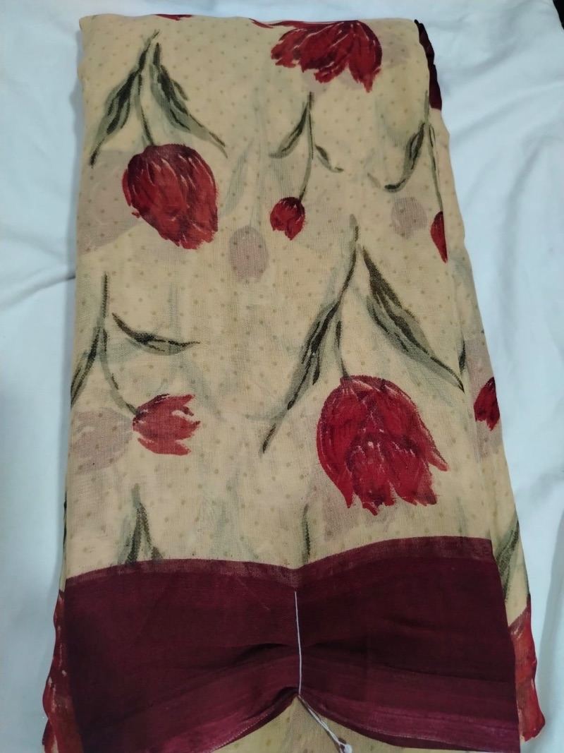 Poonam Classic Saree - Flower Bud - Taupe