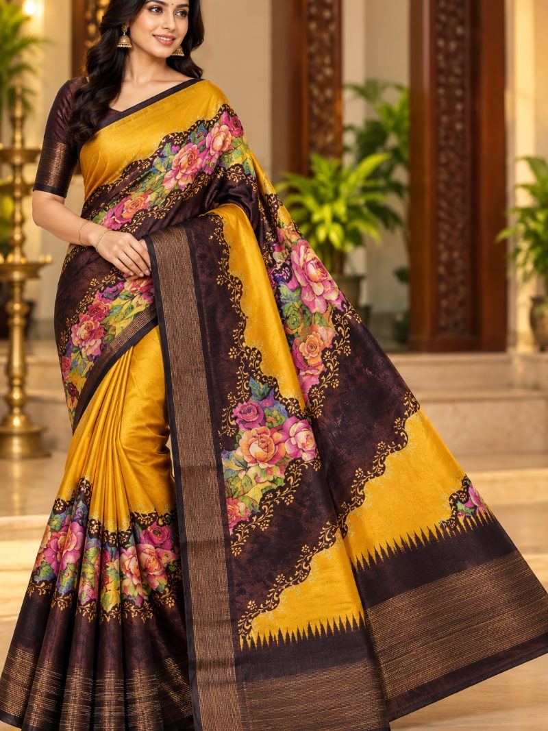 Pandian Store Saree - Walnut Brown